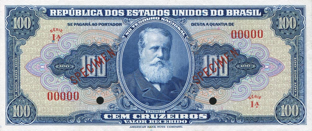 Front of Brazil p138s: 100 Cruzeiros from 1943