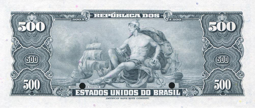 Back of Brazil p140s: 500 Cruzeiros from 1943