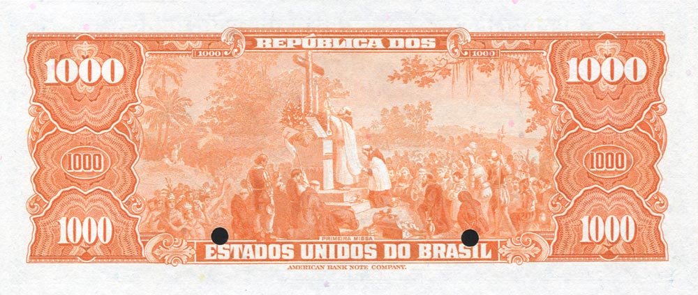 Back of Brazil p141s: 1000 Cruzeiros from 1943