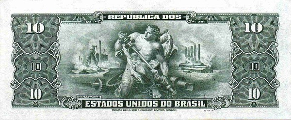 Back of Brazil p143a: 10 Cruzeiros from 1950