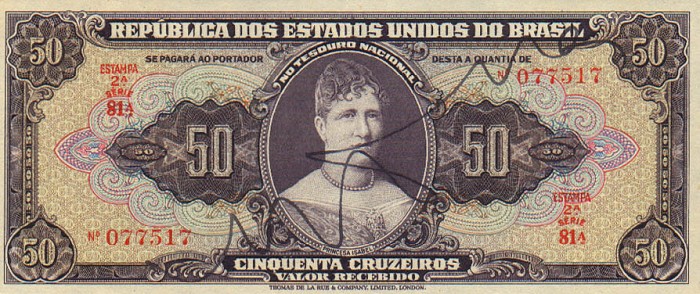 Front of Brazil p145a: 50 Cruzeiros from 1949