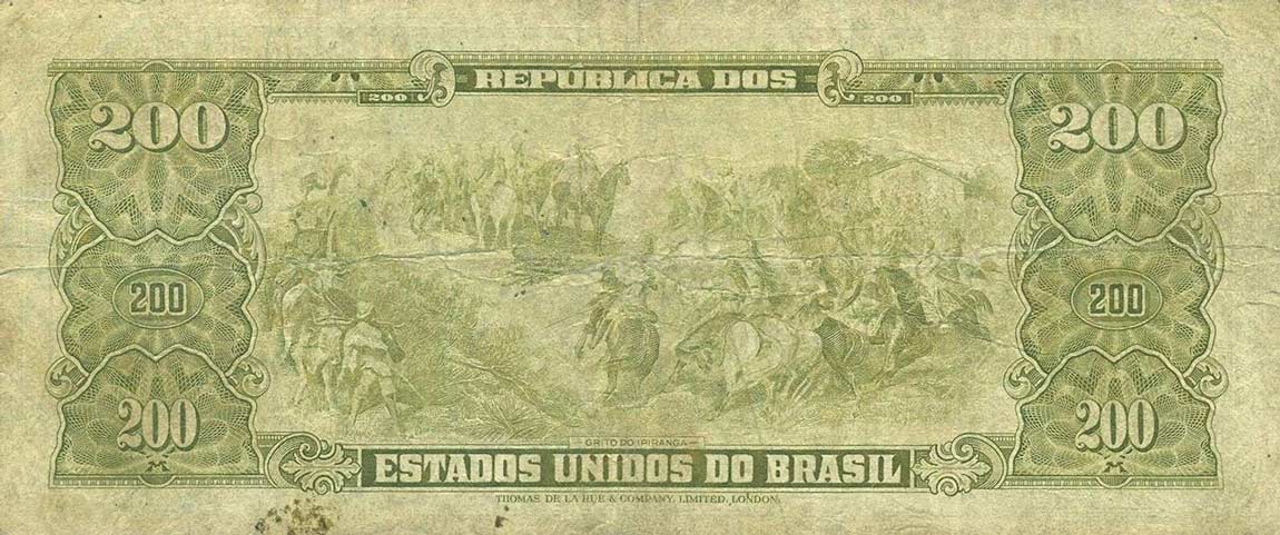 Back of Brazil p147a: 200 Cruzeiros from 1949