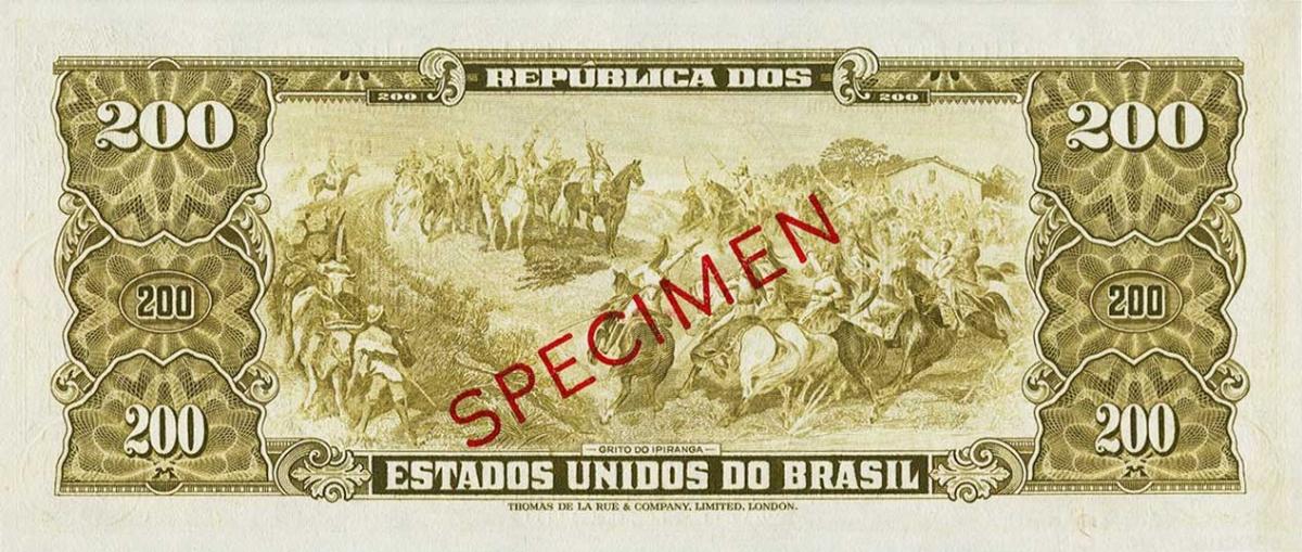 Back of Brazil p147s: 200 Cruzeiros from 1949