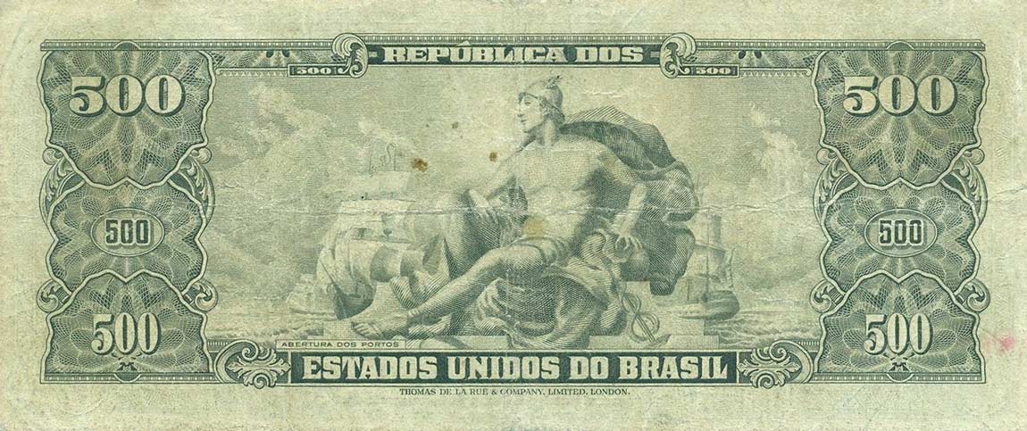 Back of Brazil p148a: 500 Cruzeiros from 1949