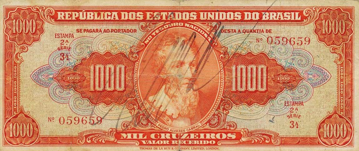 Front of Brazil p149a: 1000 Cruzeiros from 1949