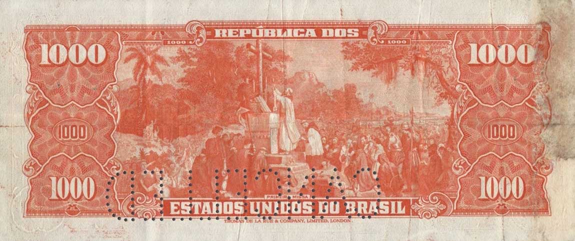 Back of Brazil p149s: 1000 Cruzeiros from 1949