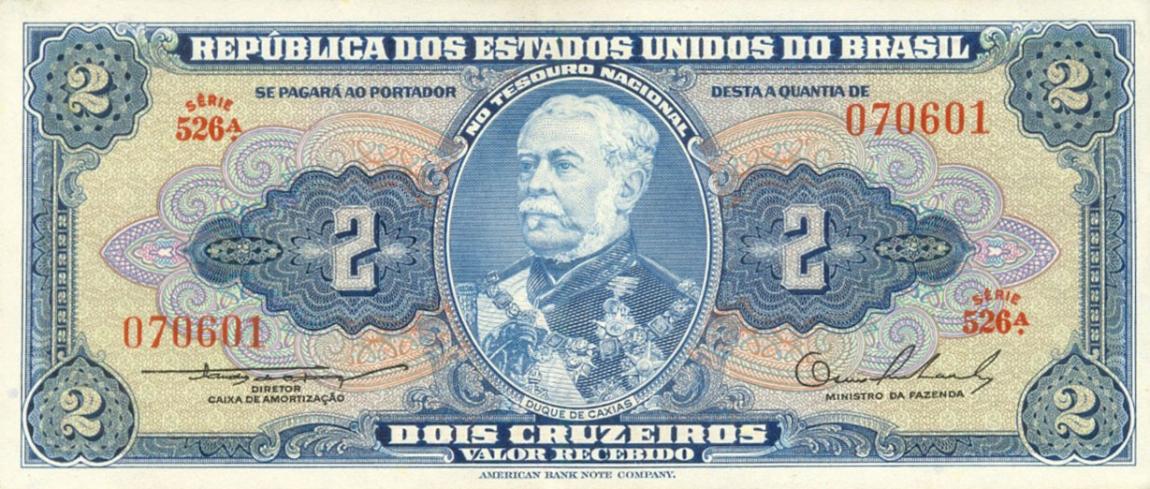 Front of Brazil p151a: 2 Cruzeiros from 1954