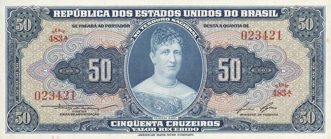 Front of Brazil p152a: 50 Cruzeiros from 1956