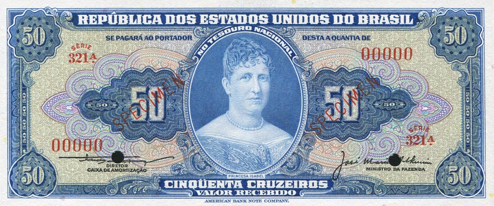 Front of Brazil p152s: 50 Cruzeiros from 1956