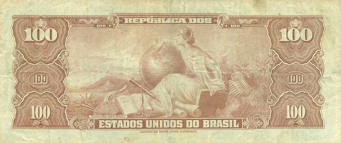 Back of Brazil p153a: 100 Cruzeiros from 1955