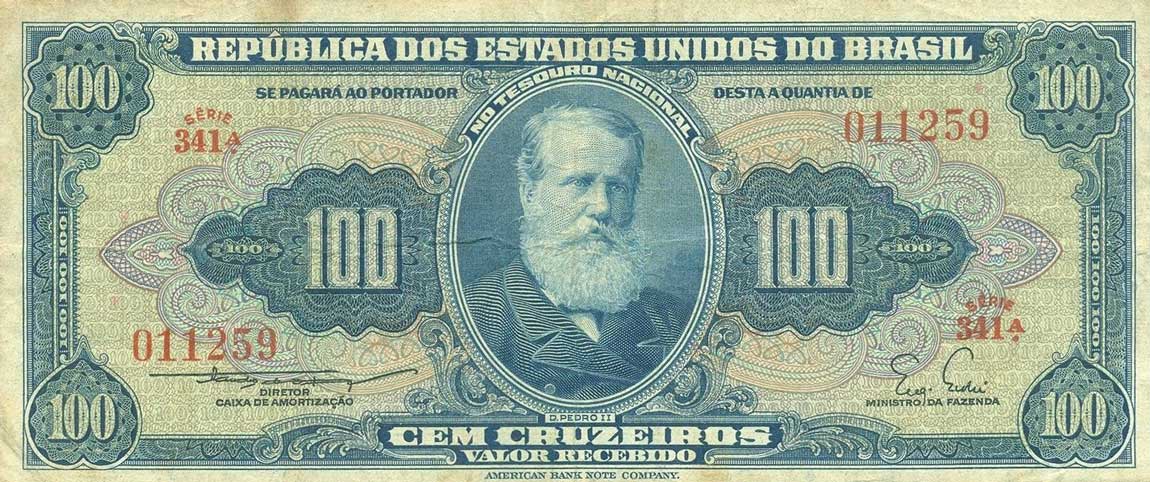 Front of Brazil p153a: 100 Cruzeiros from 1955