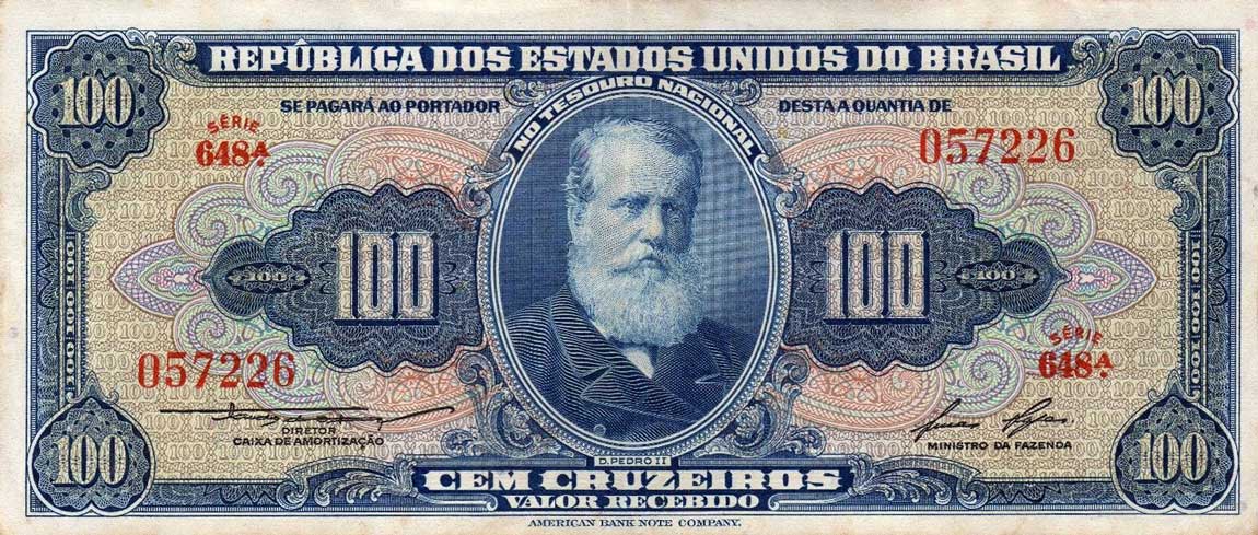 Front of Brazil p153c: 100 Cruzeiros from 1955