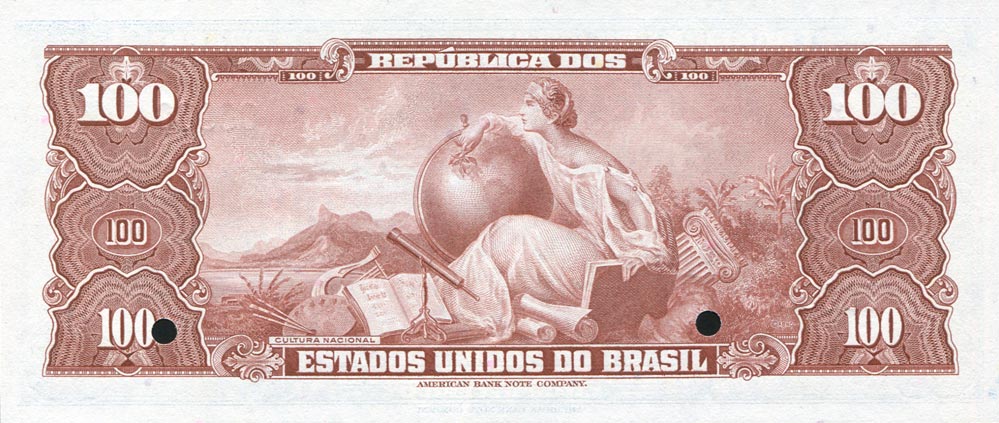 Back of Brazil p153s: 100 Cruzeiros from 1955