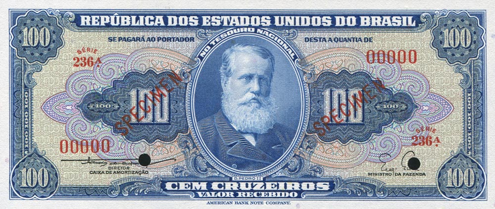 Front of Brazil p153s: 100 Cruzeiros from 1955