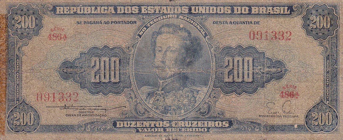 Front of Brazil p154a: 200 Cruzeiros from 1955