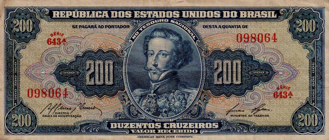Front of Brazil p154c: 200 Cruzeiros from 1955