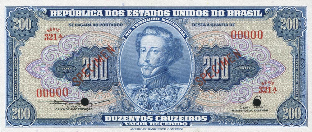 Front of Brazil p154s1: 200 Cruzeiros from 1955