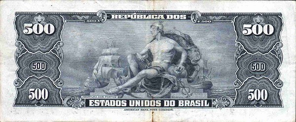 Back of Brazil p155a: 500 Cruzeiros from 1953