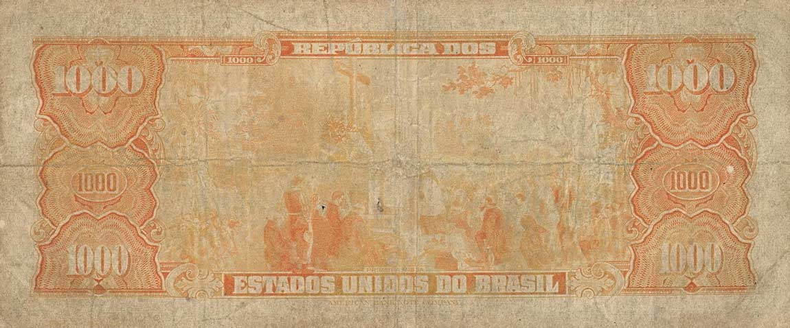 Back of Brazil p156b: 1000 Cruzeiros from 1953