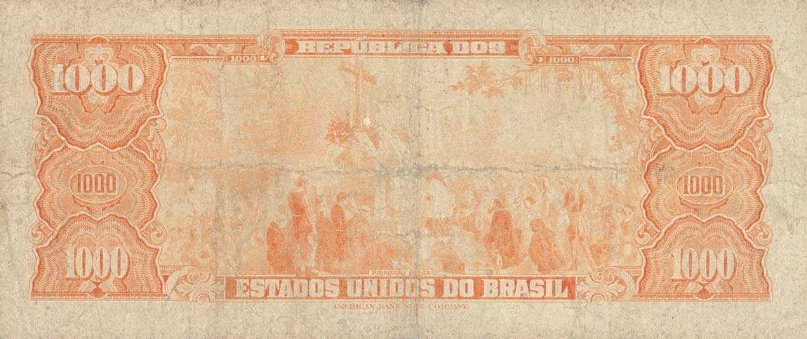 Back of Brazil p156c: 1000 Cruzeiros from 1953