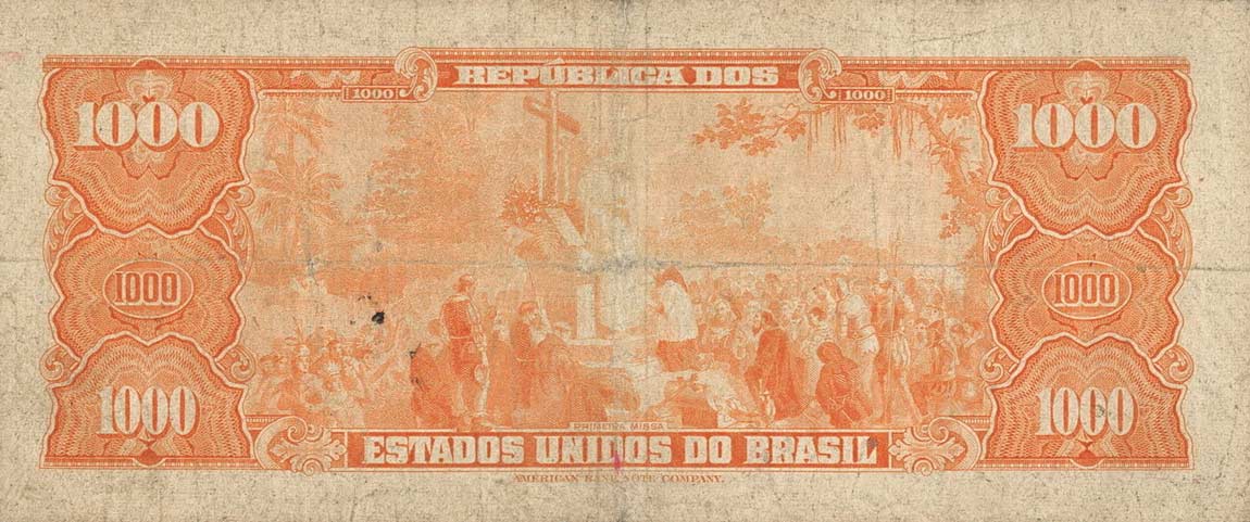 Back of Brazil p156e: 1000 Cruzeiros from 1953