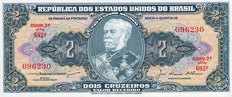 Front of Brazil p157Ab: 2 Cruzeiros from 1956