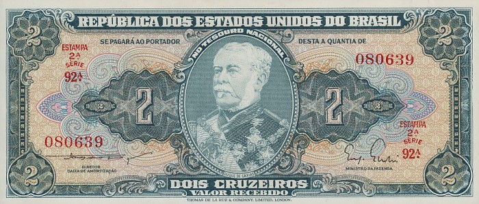 Front of Brazil p157: 2 Cruzeiros from 1955