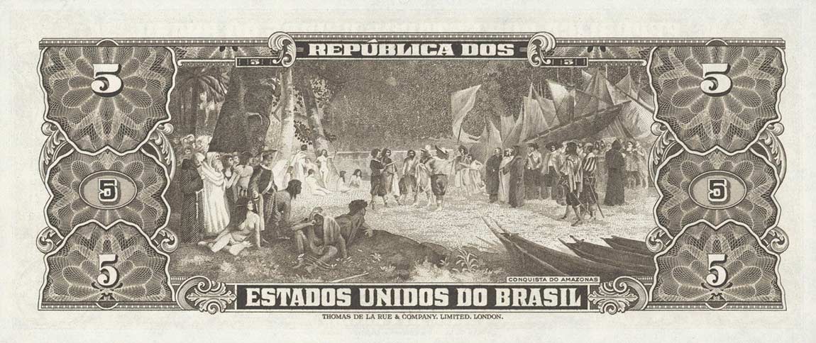 Back of Brazil p158b: 5 Cruzeiros from 1953