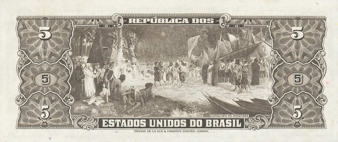 Back of Brazil p158d: 5 Cruzeiros from 1953