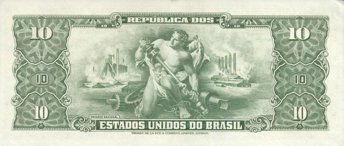 Back of Brazil p159a: 10 Cruzeiros from 1953