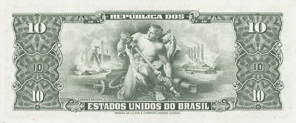 Back of Brazil p159e: 10 Cruzeiros from 1953