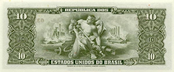 Back of Brazil p159f: 10 Cruzeiros from 1953