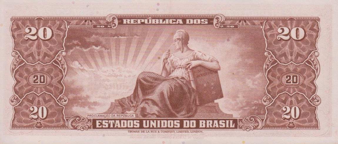 Back of Brazil p160b: 20 Cruzeiros from 1955