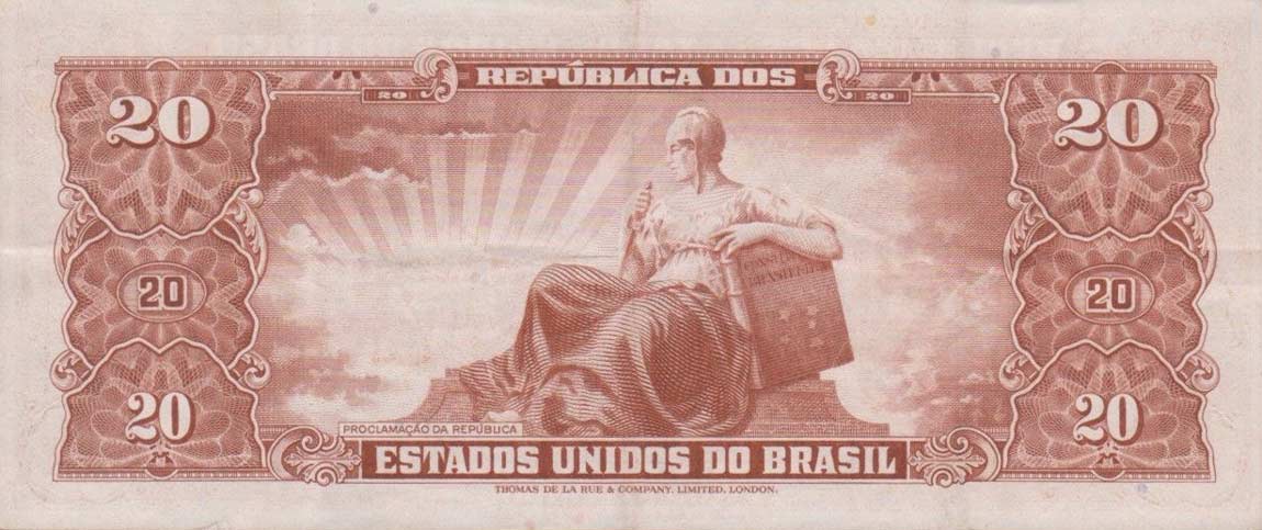 Back of Brazil p160d: 20 Cruzeiros from 1955