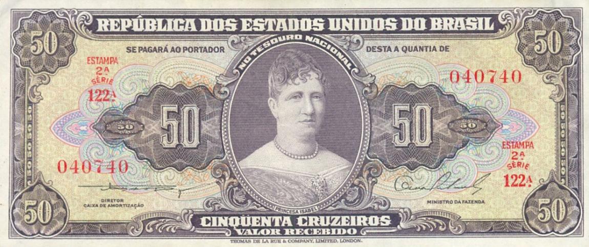 Front of Brazil p161a: 50 Cruzeiros from 1954