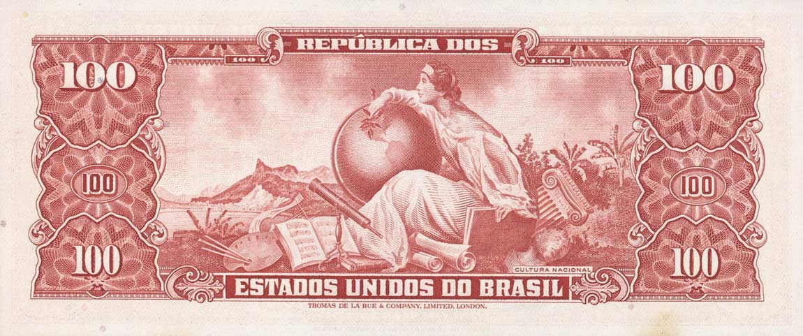 Back of Brazil p162: 100 Cruzeiros from 1960