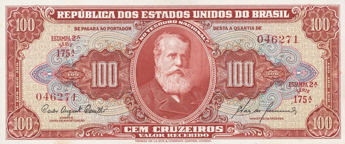 Front of Brazil p162: 100 Cruzeiros from 1960