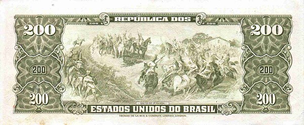 Back of Brazil p163a: 200 Cruzeiros from 1960