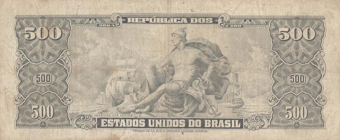 Back of Brazil p164a: 500 Cruzeiros from 1955