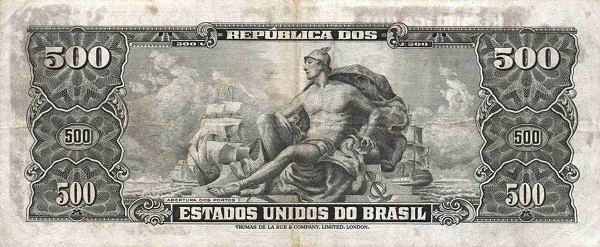 Back of Brazil p164b: 500 Cruzeiros from 1955
