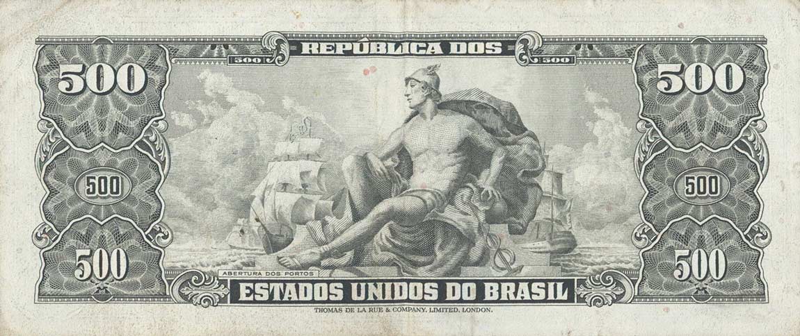 Back of Brazil p164c: 500 Cruzeiros from 1955