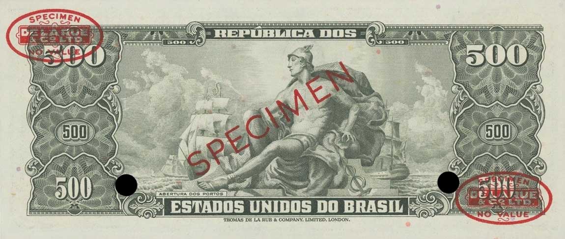 Back of Brazil p164s: 500 Cruzeiros from 1955