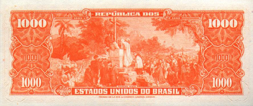 Back of Brazil p165a: 1000 Cruzeiros from 1960