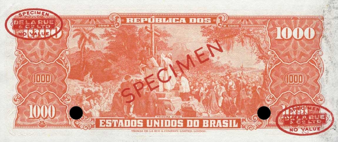 Back of Brazil p165s: 1000 Cruzeiros from 1960