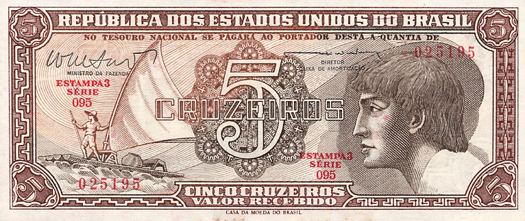 Front of Brazil p166b: 5 Cruzeiros from 1961
