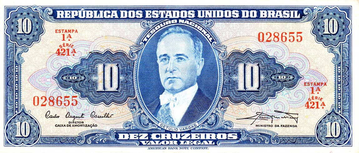 Front of Brazil p167a: 10 Cruzeiros from 1961