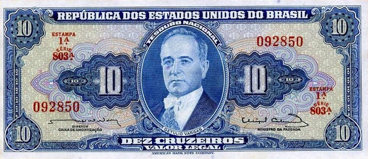 Front of Brazil p167b: 10 Cruzeiros from 1963