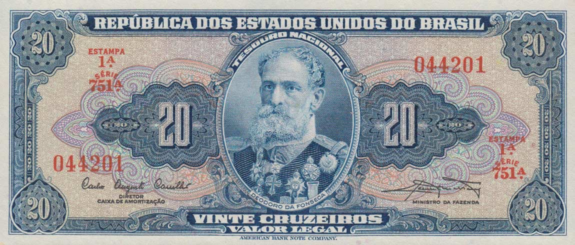 Front of Brazil p168a: 20 Cruzeiros from 1961