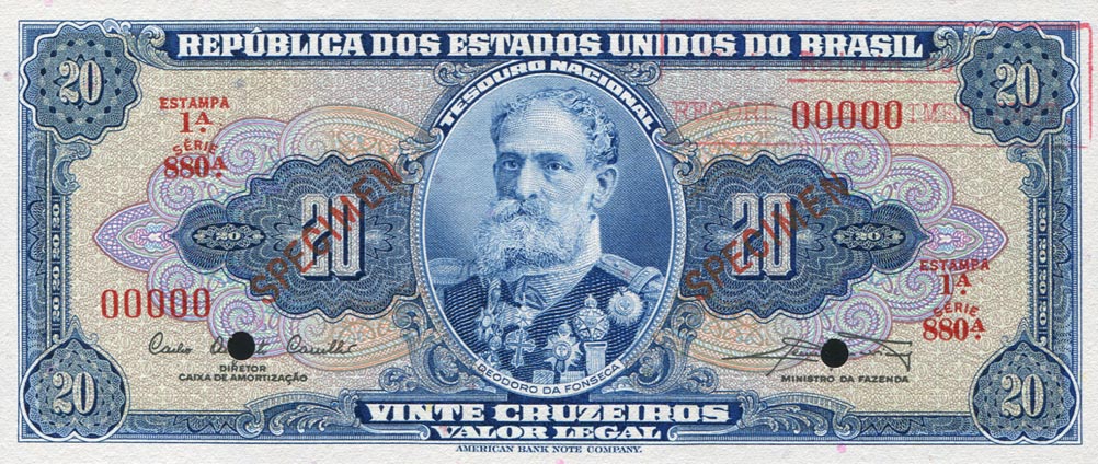 Front of Brazil p168s: 20 Cruzeiros from 1961