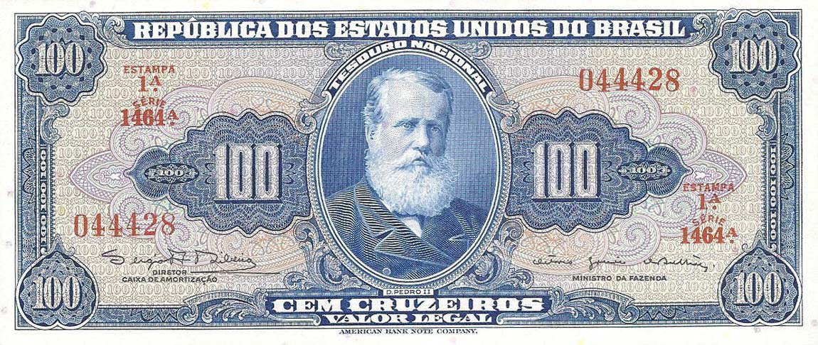 Front of Brazil p170c: 100 Cruzeiros from 1964